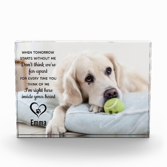 Pet Memorial Remembrance Keepsake Dog Photo Block (Front)
