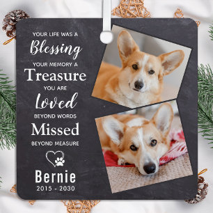 Pet Memorial Remembrance Poem Modern Dog 2 Photo  Metal Tree Decoration