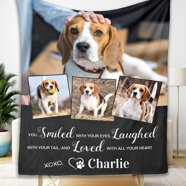 Pet Memorial Remembrance Poem Personalised 4 Photo Fleece Blanket (Creator Uploaded)