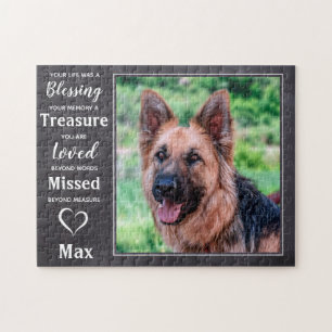 Pet Memorial - Rustic Slate - Sympathy Quote Dog Jigsaw Puzzle