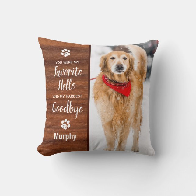 Pet Memorial Rustic Wood Pet Loss Keepsake Dog Cushion (Front)