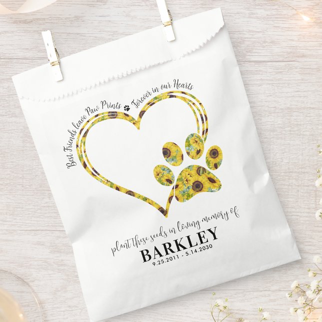 Pet Memorial Seed Packet Paw Print Heart Sunflower Favour Bags (Creator Uploaded)