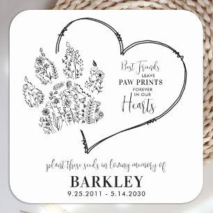 Pet Memorial Seed Packet Paw Print Wildflowers  Square Sticker