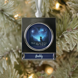 Pet Memorial Silver Plated Banner Ornament