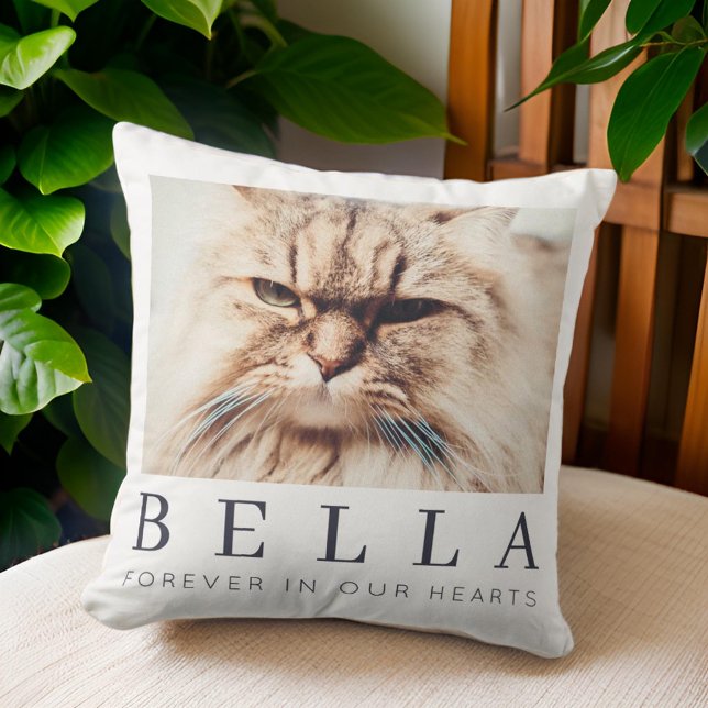 Pet Memorial Simple Modern Chic Family Photo Cushion (Creator Uploaded)
