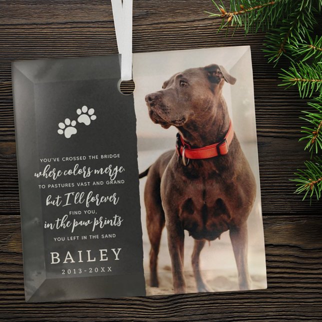 Pet Memorial Simple Modern Chic Poem Photo Glass Tree Decoration (Creator Uploaded)