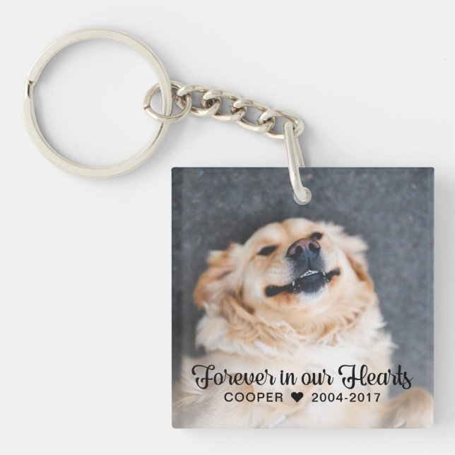 Pet Memorial | Sympathy | 2 Photos Key Ring (Front)