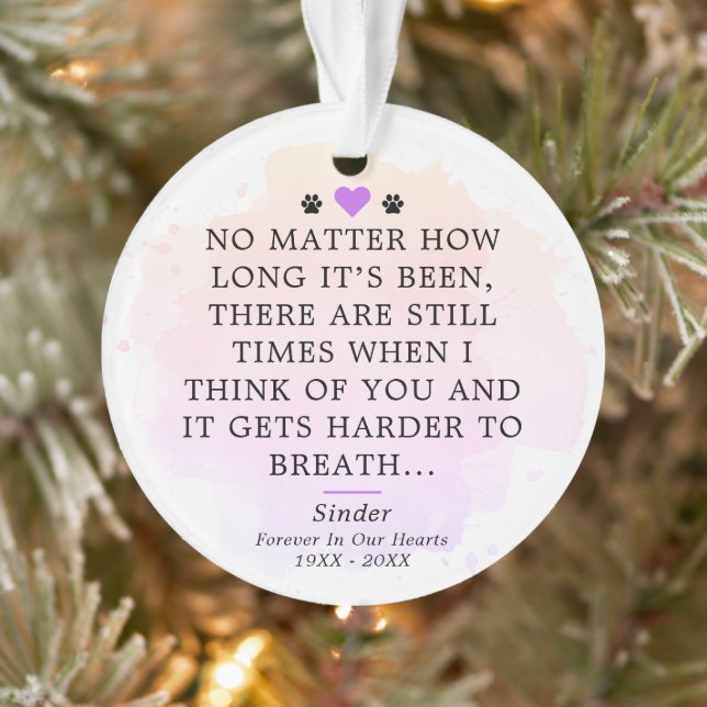 Pet Memorial Sympathy Keepsake Quote Photo Ornament (Tree)