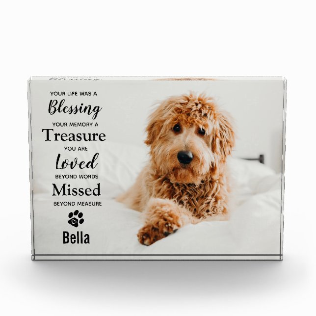 Pet Memorial Sympathy Pet Loss Dog Photo Block (Front)