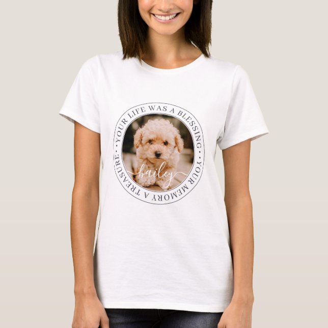 Pet Memorial Treasured Memory Elegant Chic Photo T-Shirt (Front)