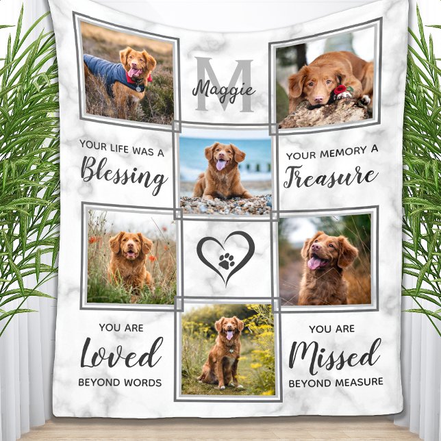 Pet Memorial Unique Photo Collage Fleece Blanket (Creator Uploaded)