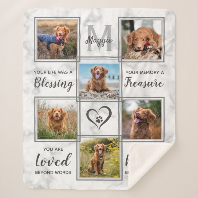 Pet Memorial Unique Photo Collage Sherpa Blanket (Front)
