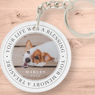 Pet Memorial Your Life a Blessing Modern Photo Key Ring