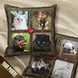 Pet Memories, 4+4 framed Photos, Vintage - 2-sided Cushion
