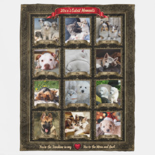 Pet Memories, Vintage 12 Months / Photo - Large Fleece Blanket
