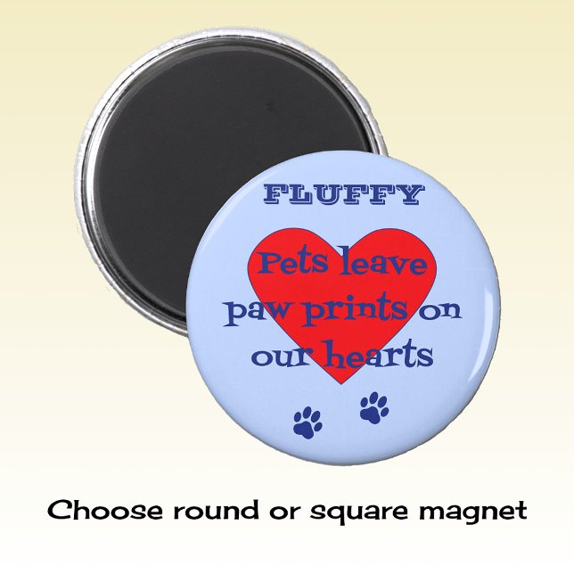 Pet memory custom name paw prints blue magnet (Creator Uploaded)