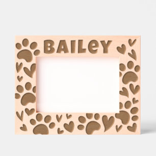 Pet Modern Simple Cute Paws and Hearts Etched Frames