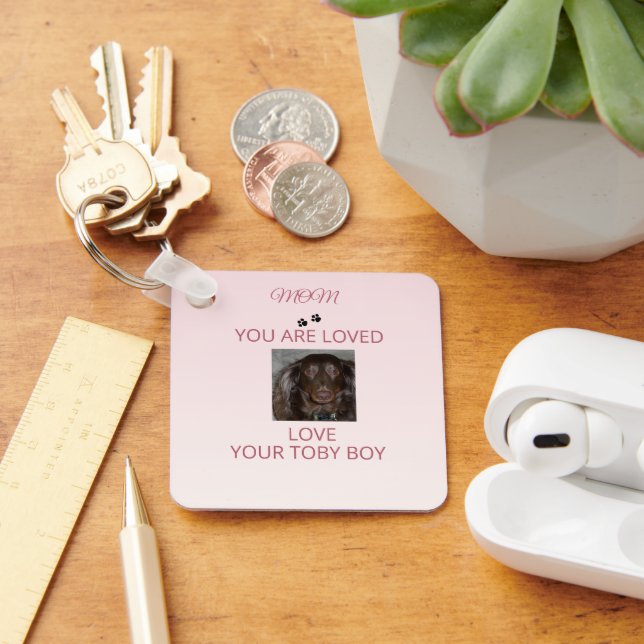 Pet Mom Heartfelt Photo Token Key Ring (Desk)