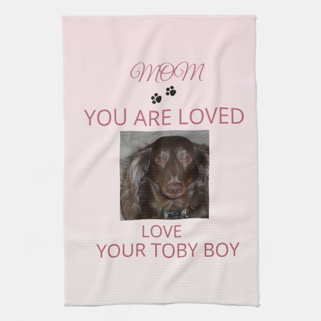Pet Mom Loved Photo Design Tea Towel (Vertical)