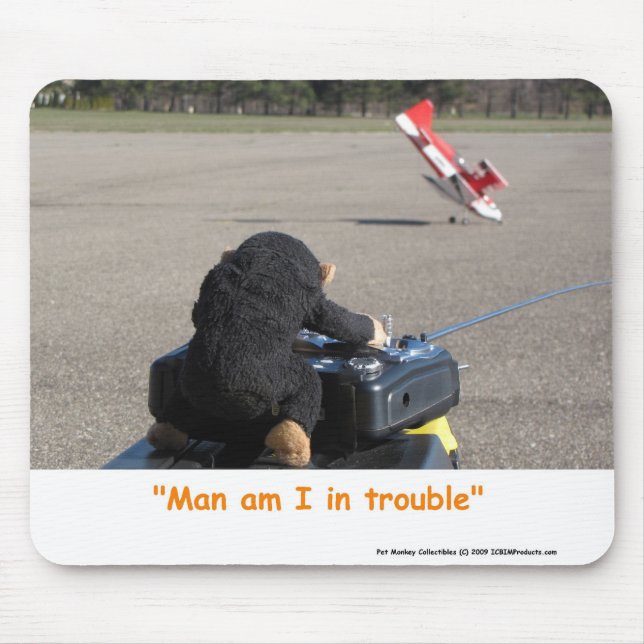 Pet Monkey Crashing Dads RC Plane Mouse Mat (Front)