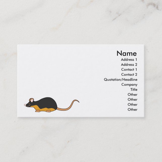 Pet Mouse. Black Tan. Business Card (Front)