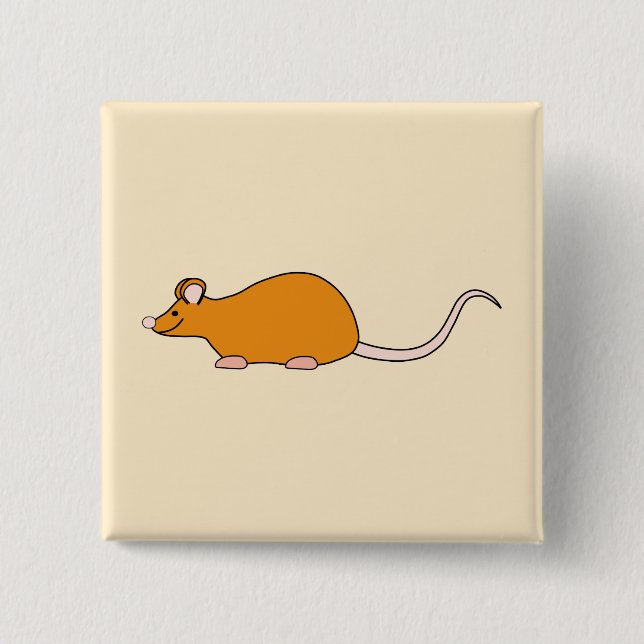 Pet Mouse. Cinnamon Colour. 15 Cm Square Badge (Front)
