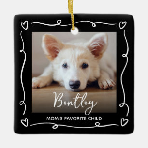 Pet Mum 2 Photo Doodles Heart Favourite Child Blac Ceramic Ornament