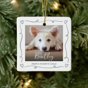 Pet Mum 2 Photo Grey Doodles Hearts Favourite Chil Ceramic Ornament