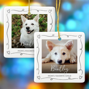 Pet Mum 2 Photo Grey Doodles Hearts Favourite Chil Ceramic Ornament