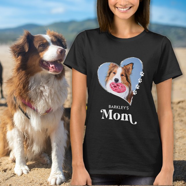 Pet Mum Custom Photo Heart Paw Prints Dog Lover T-Shirt (Creator Uploaded)