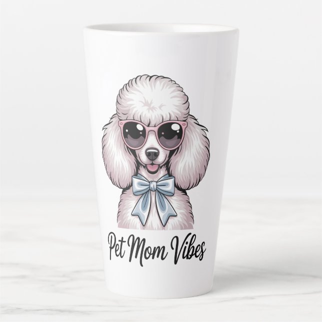 Pet Mum Vibes Poodle Dog Sunglasses Pink Gift Latte Mug (Front)
