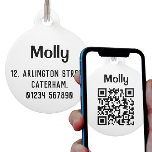 Pet Name & Address with QR Code Design Tag