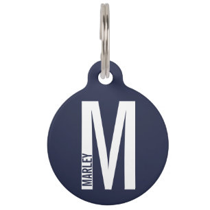 Pet Name and Monogram with Owner's Contact Info Pet Tag