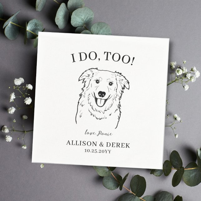  Pet Name Border Collie Drawing Dog Wedding  Napkin (Creator Uploaded)