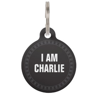 Pet Name Custom Text Dog Pawprint Border Tag