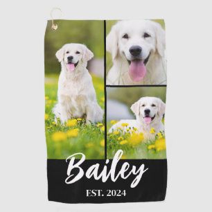 Pet Name Established 3 Photo Gift  Golf Towel