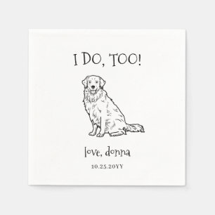 Pet Name Golden Retriever Drawing Dog Wedding  Napkin