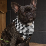 Pet Name Houndstooth Smaller 18x18-in Square Bandana<br><div class="desc">Printed on one side, black and white houndstooth pattern bandanna with pet's name on a black band. Two sizes available: 18"x18" (kids, small dogs) and 22"x22" (adults, large dogs). Easily change name using the Template provided. Lightweight fabric that breathes well and dries quickly. 100% spun polyester. See "About This Product"...</div>