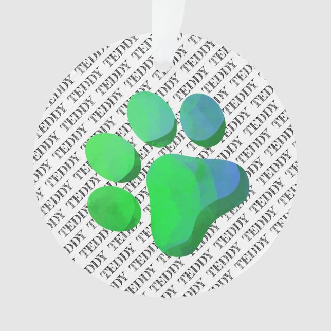 PET NAME Pattern Paw Print Colourful Fun  Ornament (Front)