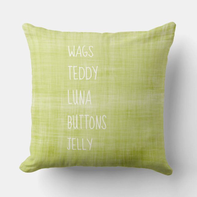 PET Names Timeless Keepsake Home Decor Green Cushion (Front)