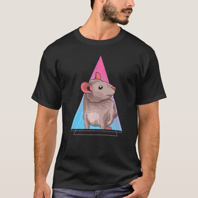 Pet Owner Animal  Rat  80s Vaporwave Rat T-Shirt (Front)