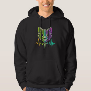 Pet Owner Kitten Lover Electrocardiogram Line Art Hoodie