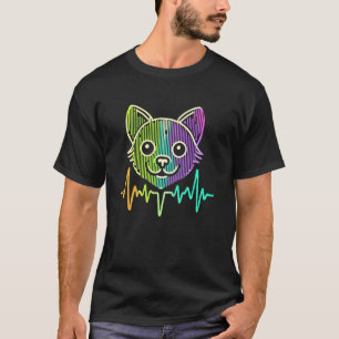 Pet Owner Kitten Lover Electrocardiogram Line Art T-Shirt