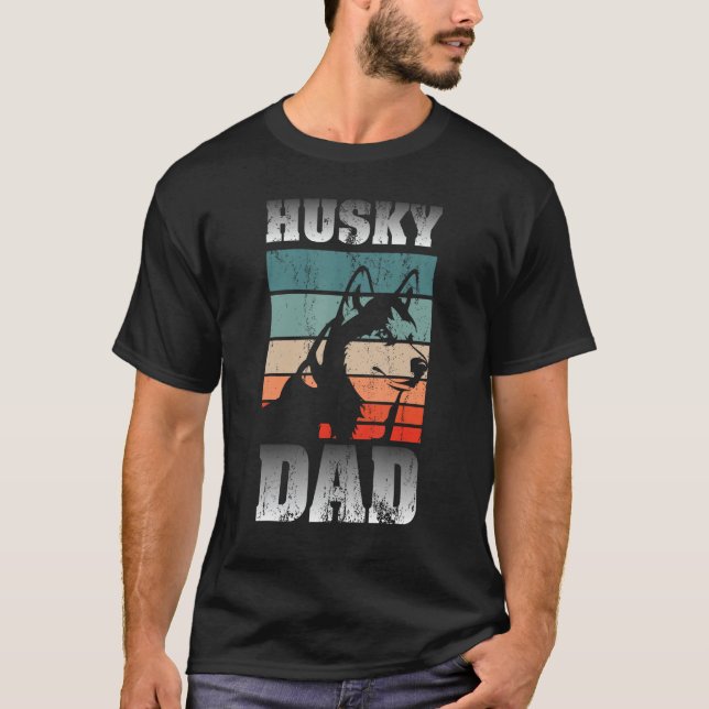 Pet Owner Men Husky Dad Fathers Day Dog Animal Ret T-Shirt (Front)
