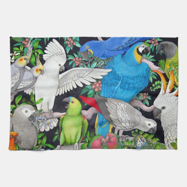 Pet Parrots of the World Kitchen Towel (Horizontal)