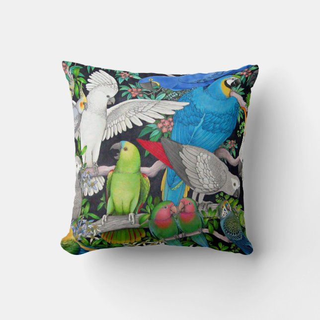 Pet Parrots of the World Pillow (Front)