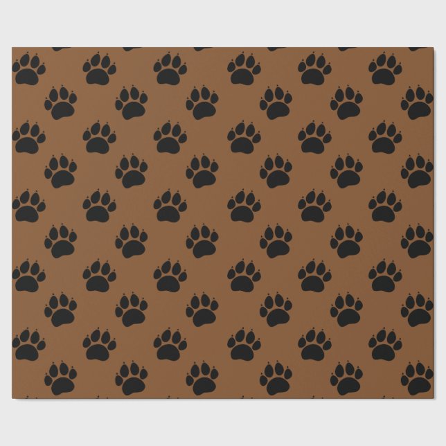 Pet Paw Pattern On Brown Wrapping Paper (Seam)
