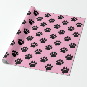 Pet Paw Pattern On Pink Wrapping Paper