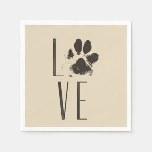 Pet Paw Print Love Typography Napkin
