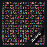 Pet Paw Print Personalised Rainbow Bandana<br><div class="desc">This design may be personalised in the area provided by changing the photo and/or text. Or it can be customised by choosing the click to customise further option and delete or change the colour, the background, add text, change the text colour or style, or delete the text for an image...</div>